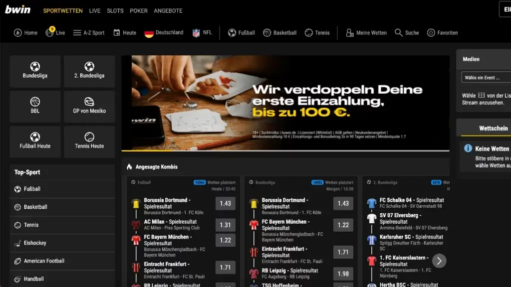 bwin Webseite